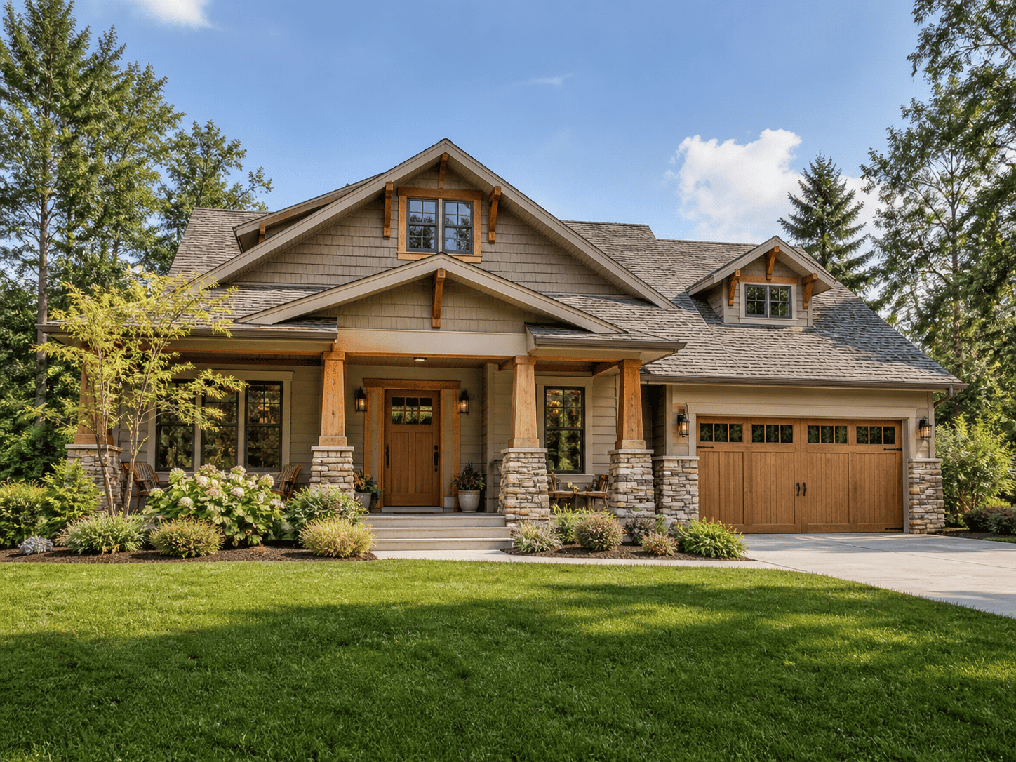 Charming Suburban Craftsman Home exterior front view